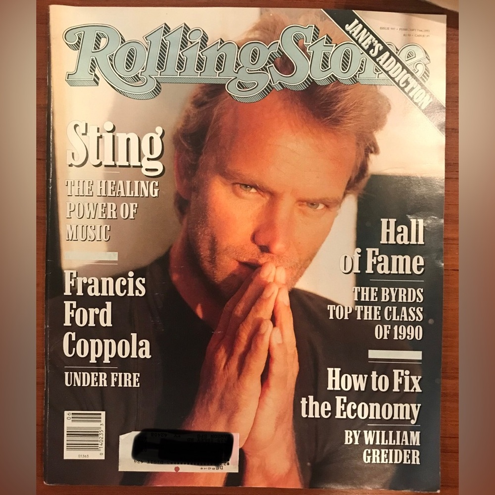 Vintage Rolling Stone Magazine Feb. 7, 1991—Sting Cover